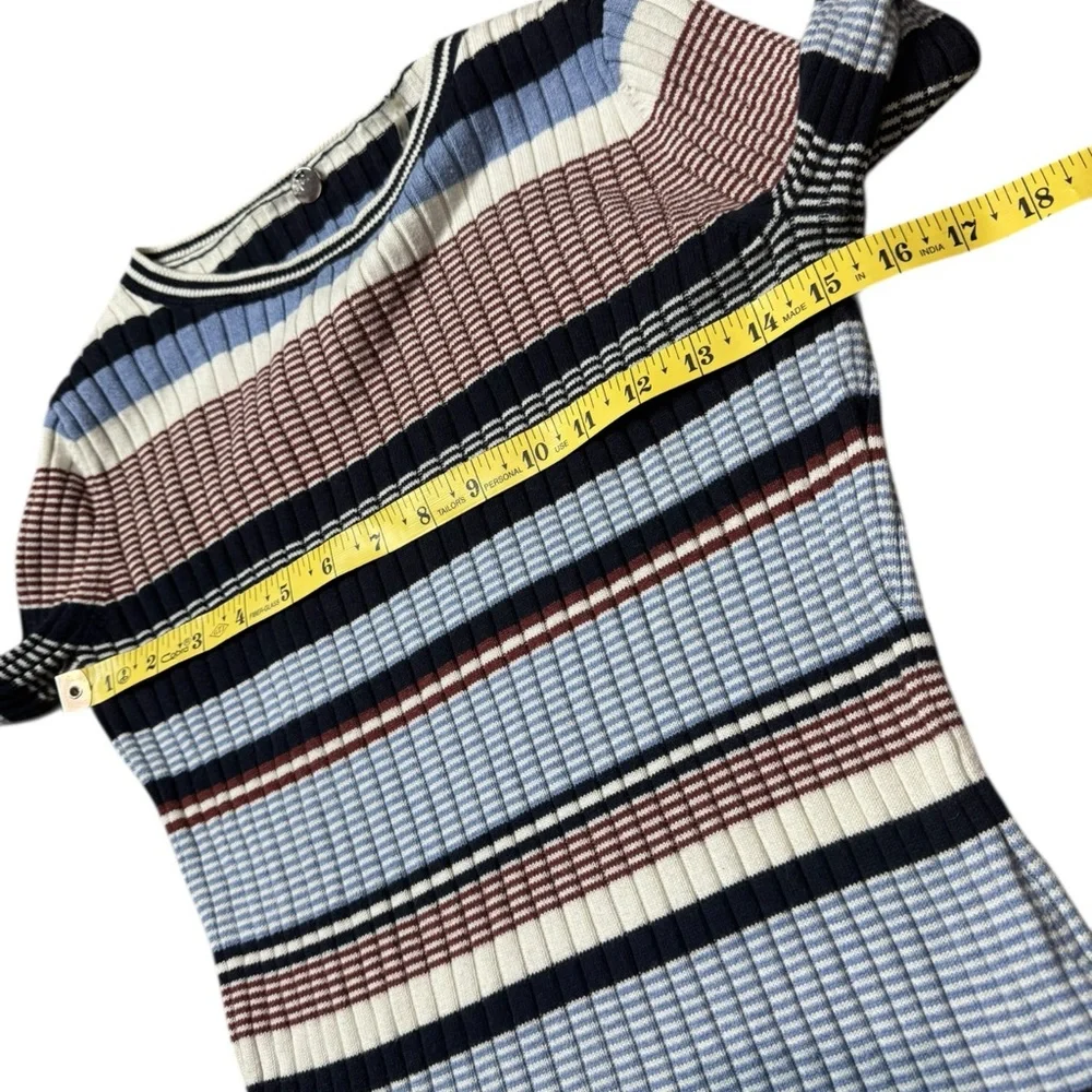 Margaret O’Leary Ribbed Striped Cotton Sweater size S